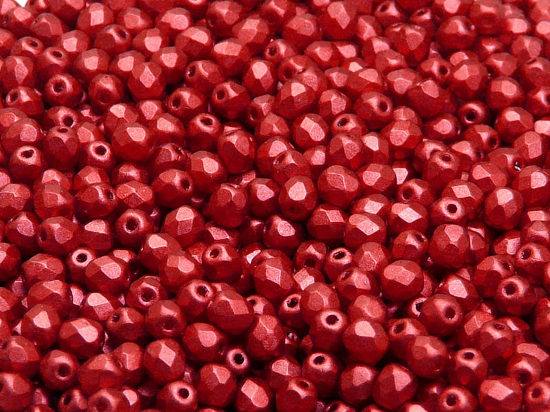 100 pcs Fire Polished Faceted Beads Round, 4mm, Crystal Bronze Lava Red, Czech Glass