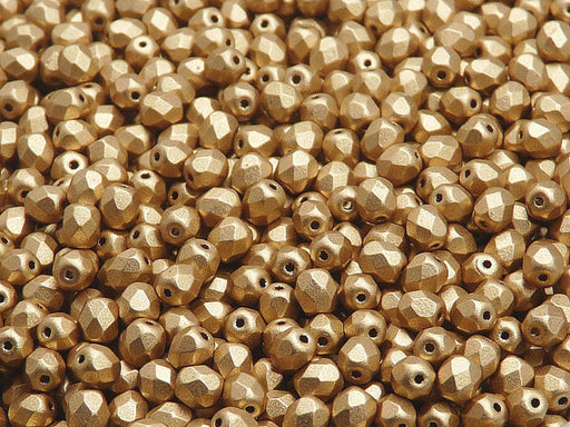 100 pcs Fire Polished Faceted Beads Round, 4mm, Aztec Gold (Crystal Bronze Pale Gold), Czech Glass