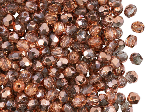 100 pcs Fire Polished Faceted Beads Round, 4mm, Apollo Gold (Crystal Capri Gold), Czech Glass