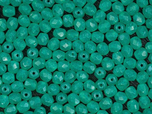 100 pcs Fire Polished Beads 4 mm, Crystal Opal Emerald, Czech Glass