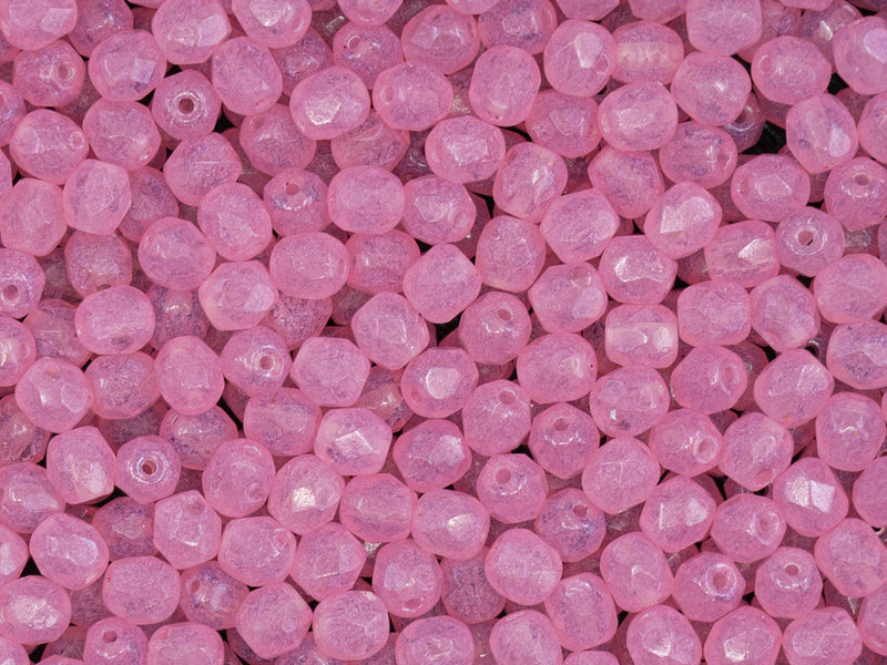100 pcs Fire Polished Beads 4 mm, Crystal Opal Rose, Czech Glass