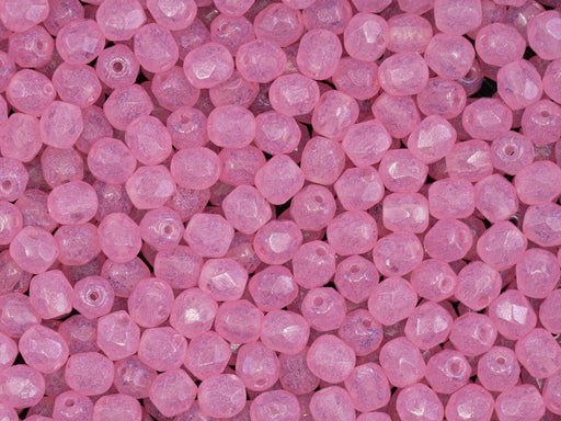 100 pcs Fire Polished Beads 4 mm, Crystal Opal Rose, Czech Glass