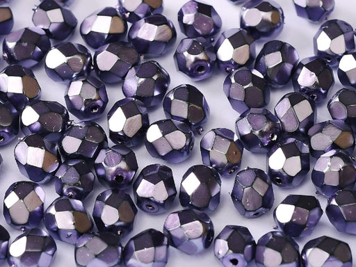 100 pcs 100 pcs Fire Polished Beads 4 mm Jet Heavy Metal Purple Czech Glass Purple