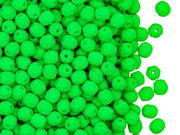 Fire Polished Faceted Beads Round 4 mm, Green Neon, Czech Glass