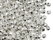 Fire Polished Faceted Beads Round 4 mm, Sterling Silver Plated, Czech Glass