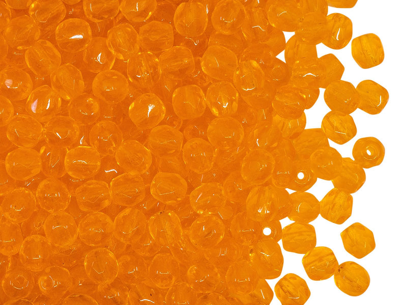 Fire Polished Faceted Beads Round 4 mm, Hyacinth Transparent, Czech Glass