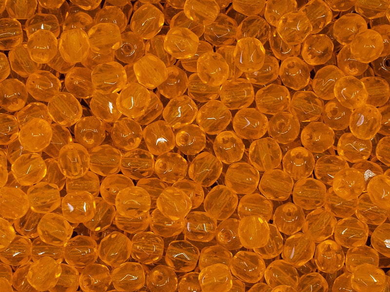 100 pcs Fire Polished Faceted Beads Round 4 mm, Hyacinth Transparent, Czech Glass