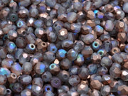 Fire Polished Faceted Beads Round 4 mm, Crystal Matte Copper Rainbow, Czech Glass