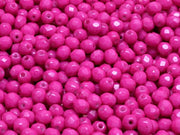 Fire Polished Faceted Beads Round 4 mm, White Alabaster Terra Intensive Magenta, Czech Glass