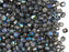 100 pcs Fire-Polished Faceted Beads Round 4mm, Czech Glass, Crystal Etched Graphite Rainbow