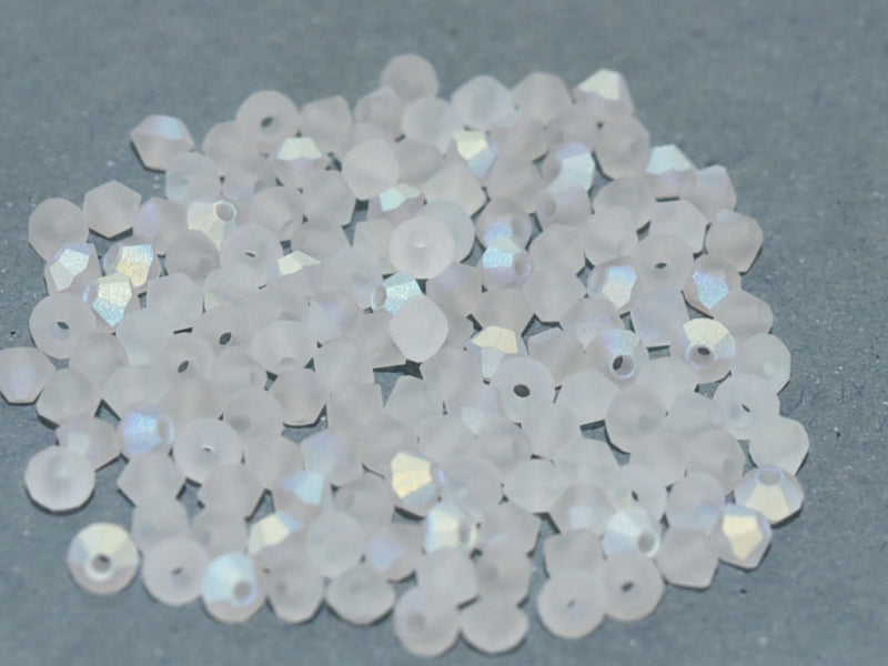 Machine Cut Beads (M.C. Beads) 4 mm, Crystal AB Matte, Czech Glass