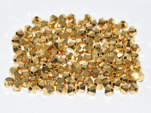 Machine Cut Beads (M.C. Beads) 4 mm, Crystal Aurum Full, Czech Glass