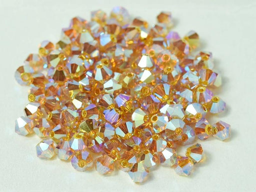 Machine Cut Beads (M.C. Beads) 4 mm, Topaz 2x AB, Czech Glass