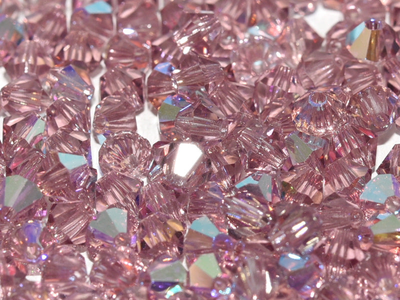 Machine Cut Beads (M.C. Beads) 4 mm, Light Amethyst AB, Czech Glass