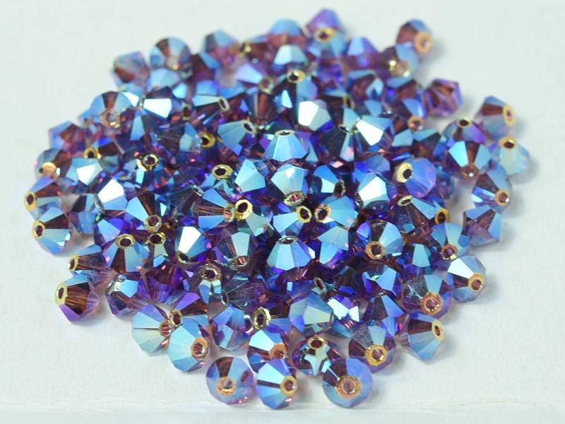 Machine Cut Beads (M.C. Beads) 4 mm, Amethyst 2x AB, Czech Glass