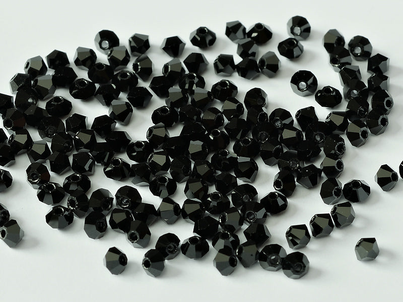 Machine Cut Beads (M.C. Beads) 4 mm, Jet Black, Czech Glass