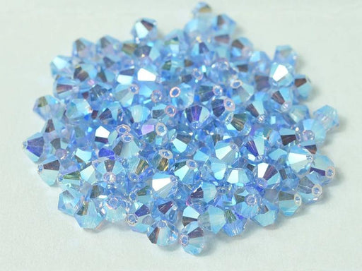 Machine Cut Beads (M.C. Beads) 4 mm, Light Sapphire 2x AB, Czech Glass