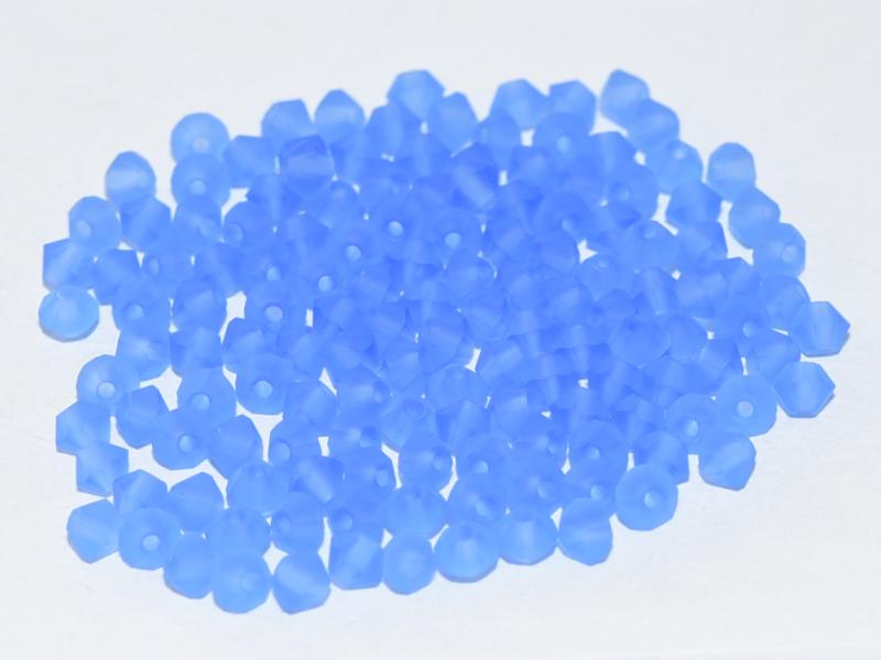Machine Cut Beads (M.C. Beads) 4 mm, Sapphire Matte, Czech Glass
