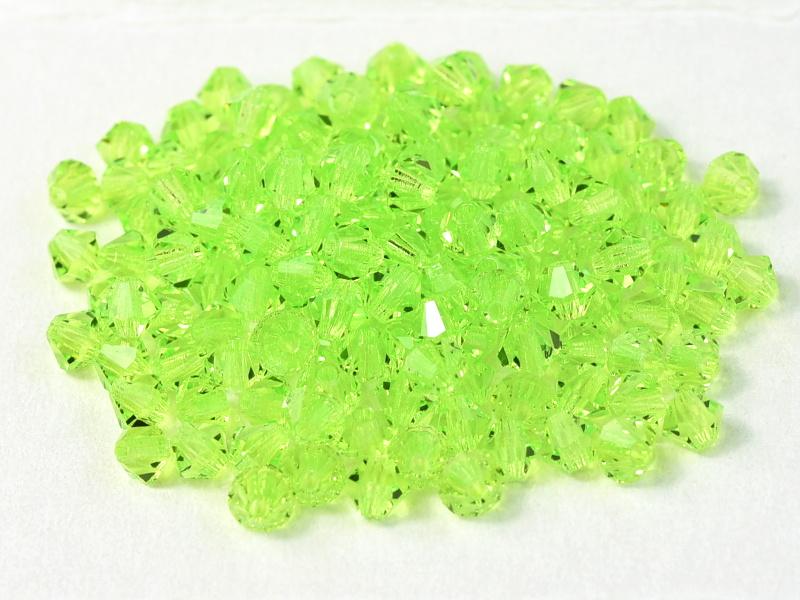 Machine Cut Beads (M.C. Beads) 4 mm, Limecicle Transparent, Czech Glass