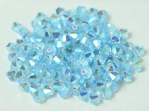 Machine Cut Beads (M.C. Beads) 4 mm, Aquamarine 2x AB, Czech Glass