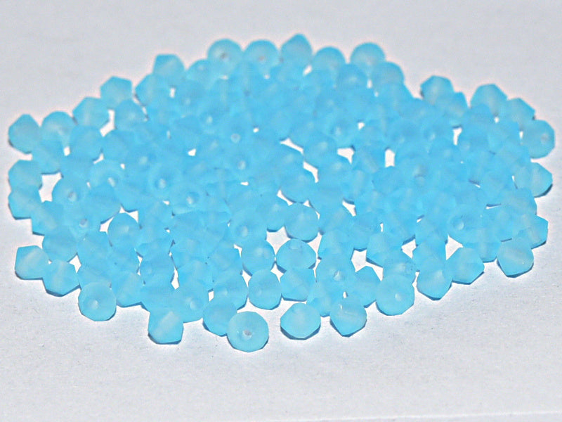 Machine Cut Beads (M.C. Beads) 4 mm, Aqua Bohemica Matte, Czech Glass