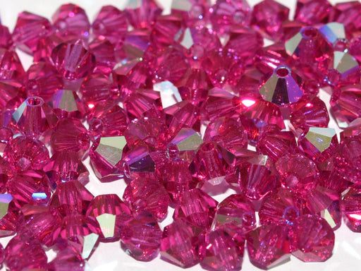 Machine Cut Beads (M.C. Beads) 4 mm, Fuchsia AB, Czech Glass