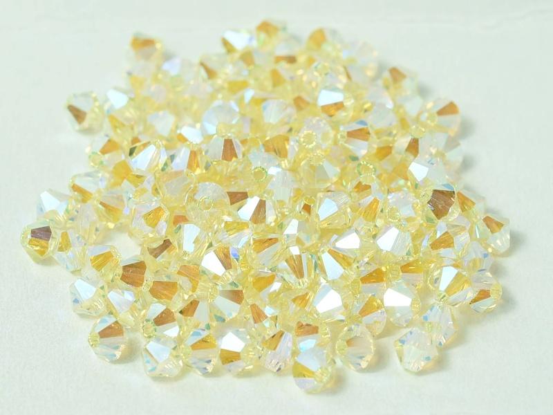 Machine Cut Beads (M.C. Beads) 4 mm, Jonquil 2x AB, Czech Glass