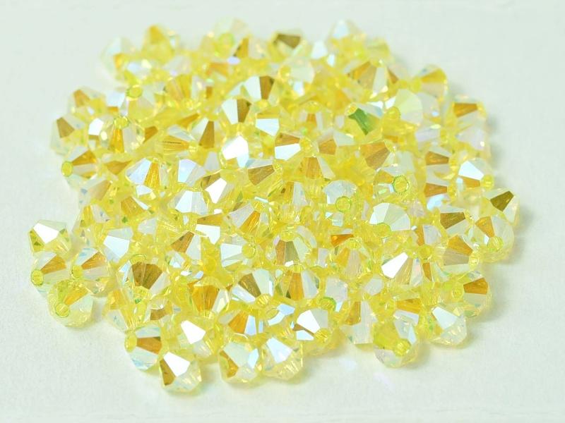 Machine Cut Beads (M.C. Beads) 4 mm, Citrine 2x AB, Czech Glass
