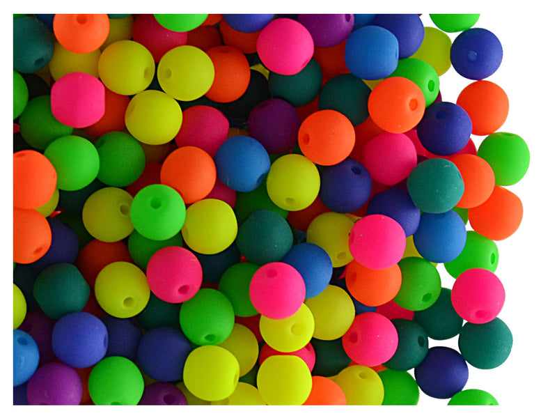 50 pcs Round NEON ESTRELA Beads, 4mm, Mix (UV Active), Czech Glass
