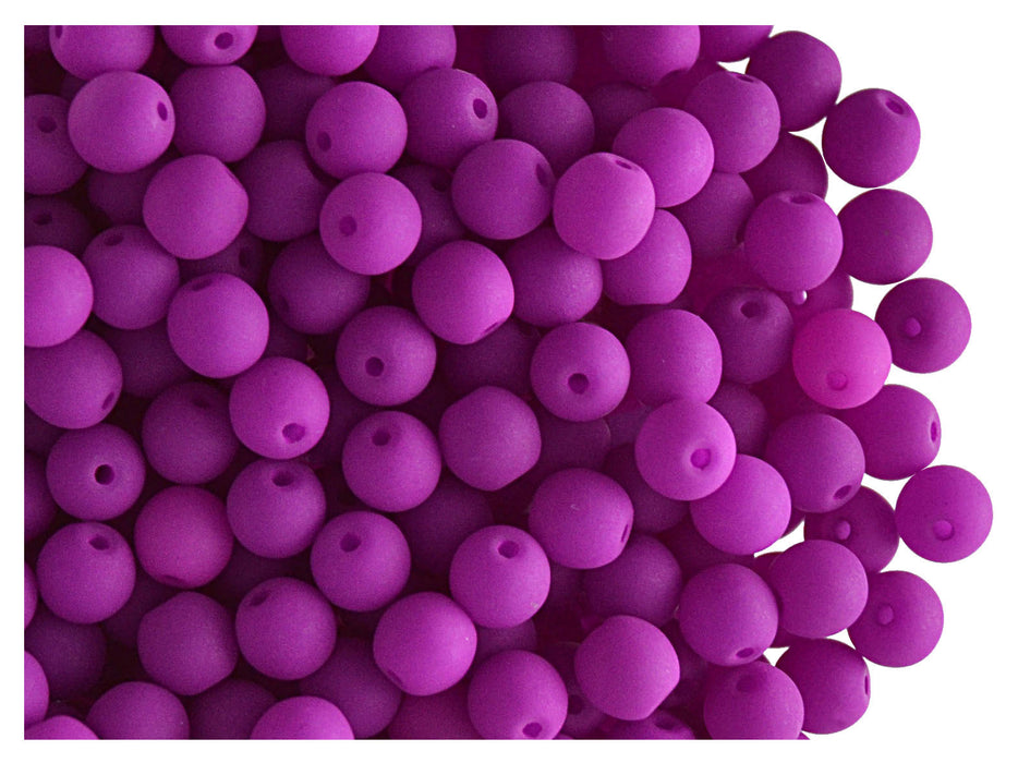 50 pcs Round NEON ESTRELA Beads, 4mm, Purple (UV Active), Czech Glass