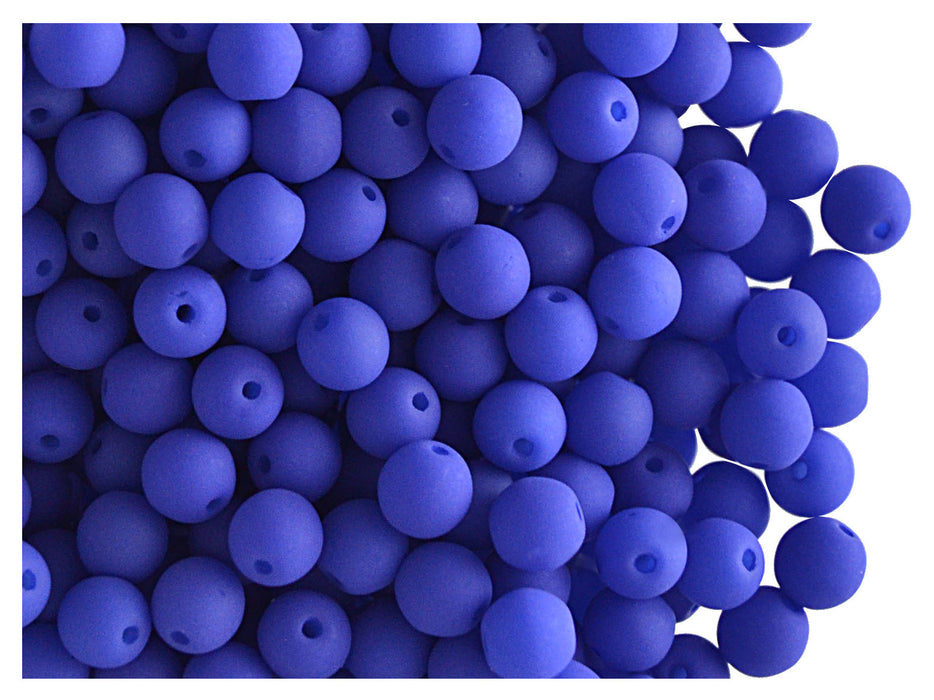 50 pcs Round NEON ESTRELA Beads, 4mm, Dark Blue (UV Active), Czech Glass