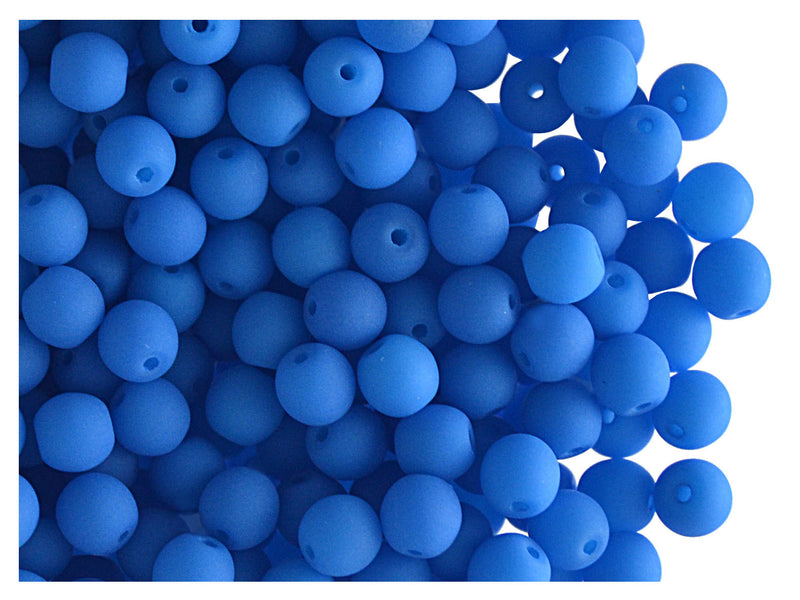 50 pcs Round NEON ESTRELA Beads, 4mm, Blue (UV Active), Czech Glass