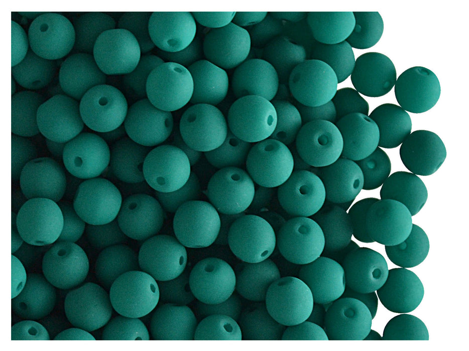 50 pcs Round NEON ESTRELA Beads, 4mm, Emerald Green (UV Active), Czech Glass