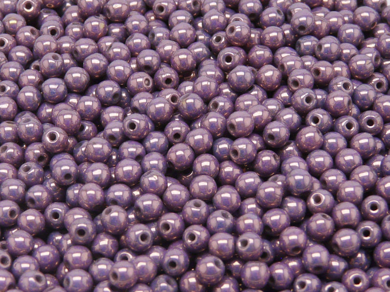 100 pcs Round Pressed Beads, 4mm, Chalk Vega Luster, Czech Glass