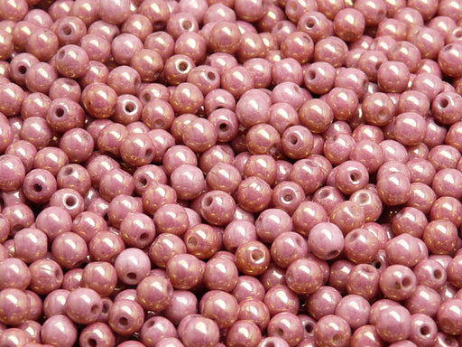 100 pcs Round Pressed Beads, 4mm, Chalk Red Luster, Czech Glass