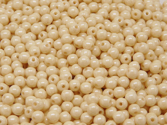 100 pcs Round Pressed Beads, 4mm, Chalk Champagne Luster, Czech Glass