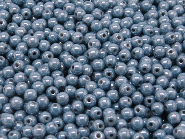 100 pcs Round Pressed Beads, 4mm, Chalk Blue Luster, Czech Glass