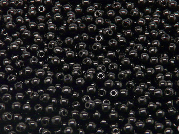 100 pcs Round Pressed Beads, 4mm, Jet Black, Czech Glass