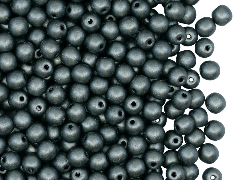 100 pcs Round Pressed Beads, 4mm, Mantana Matte, Czech Glass