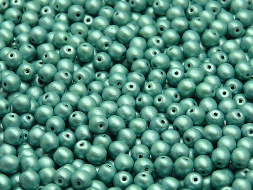 100 pcs Round Pressed Beads, 4mm, Opaque Light Green Matte, Czech Glass