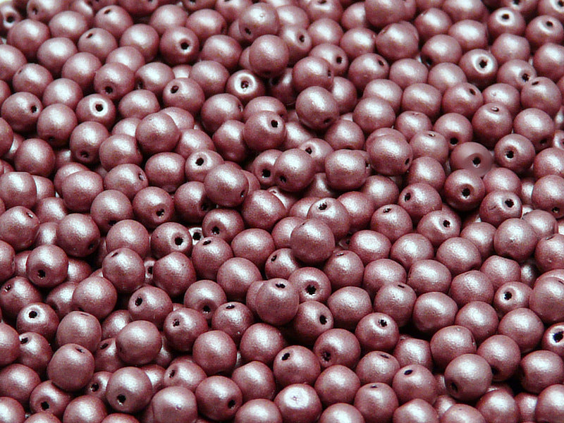 100 pcs Round Pressed Beads, 4mm, Burgundy Matte, Czech Glass