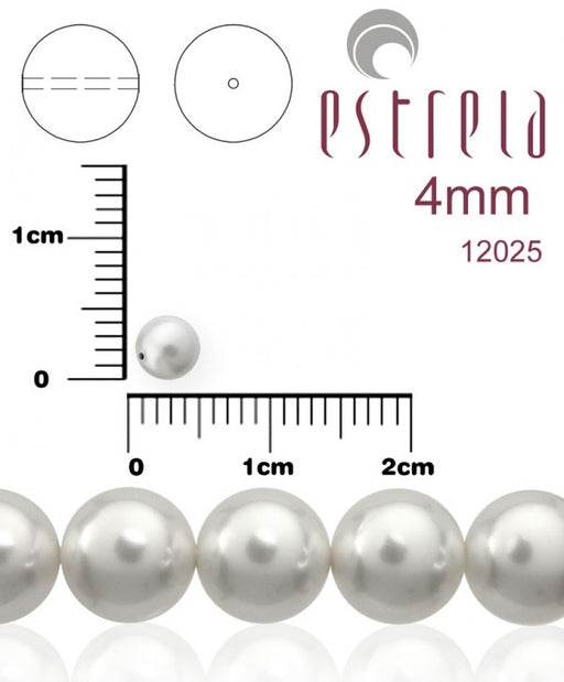 100 pcs Round Pearl Beads, 4mm, White Pearl, Czech Glass