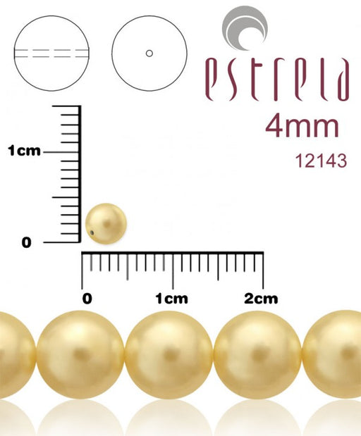 100 pcs Round Pearl Beads, 4mm, Beige Pearl, Czech Glass