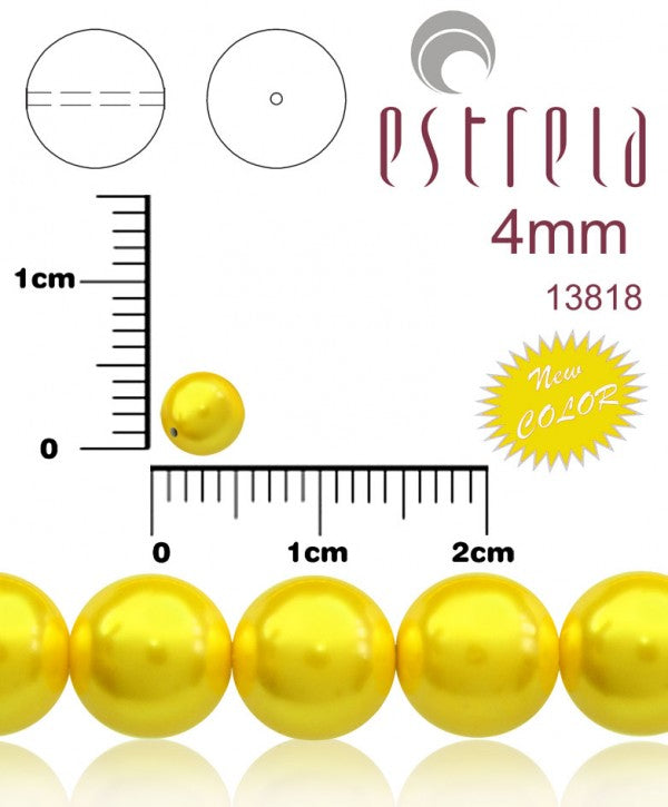 100 pcs Round Pearl Beads, 4mm, Pastel Yellow, Czech Glass