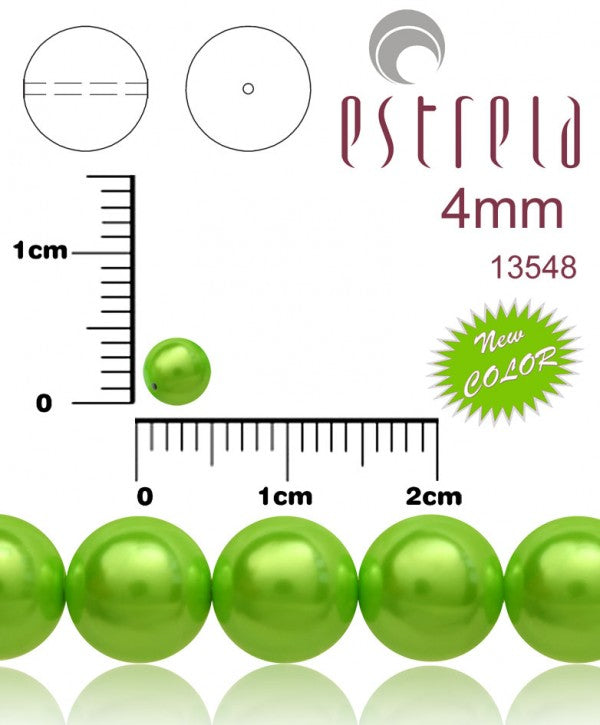 100 pcs Round Pearl Beads, 4mm, Pastel Green Pea , Czech Glass