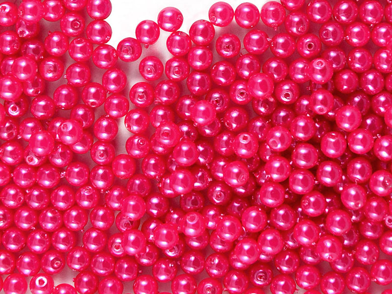 100 pcs Round Pearl Beads, 4mm, Pastel Pink, Czech Glass