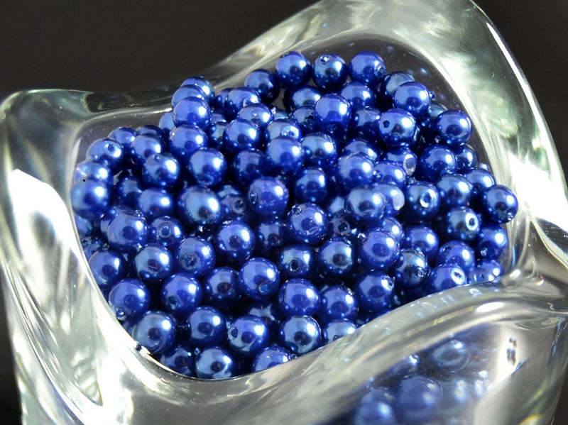 100 pcs Round Pearl Beads, 4mm, Pastel Blue, Czech Glass