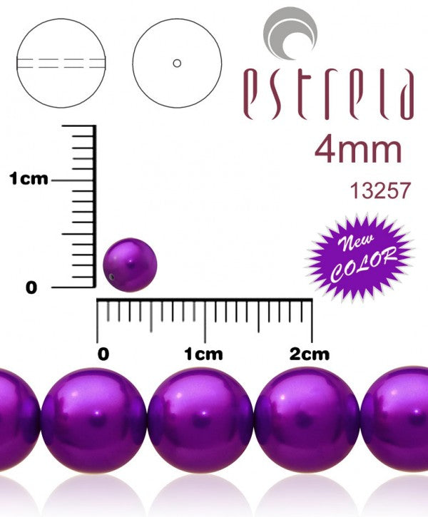 100 pcs Round Pearl Beads, 4mm, Pastel Purple, Czech Glass