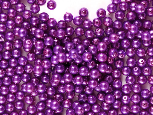 100 pcs Round Pearl Beads, 4mm, Pastel Purple, Czech Glass