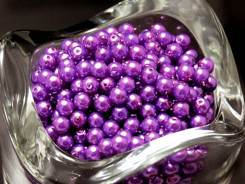 100 pcs Round Pearl Beads, 4mm, Pastel Purple, Czech Glass